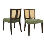 Sedia da pranzo imbottita con schienale in rattan Mid-Century - Set da 2