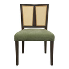 Sedia da pranzo imbottita con schienale in rattan Mid-Century - Set da 2
