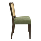 Sedia da pranzo imbottita con schienale in rattan Mid-Century - Set da 2