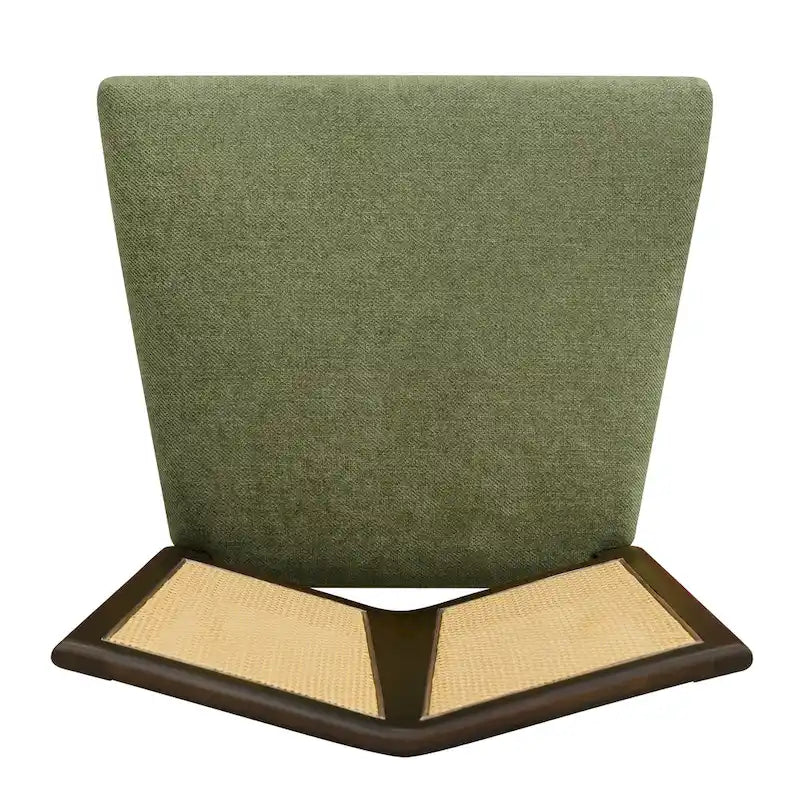 Sedia da pranzo imbottita con schienale in rattan Mid-Century - Set da 2