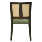 Sedia da pranzo imbottita con schienale in rattan Mid-Century - Set da 2