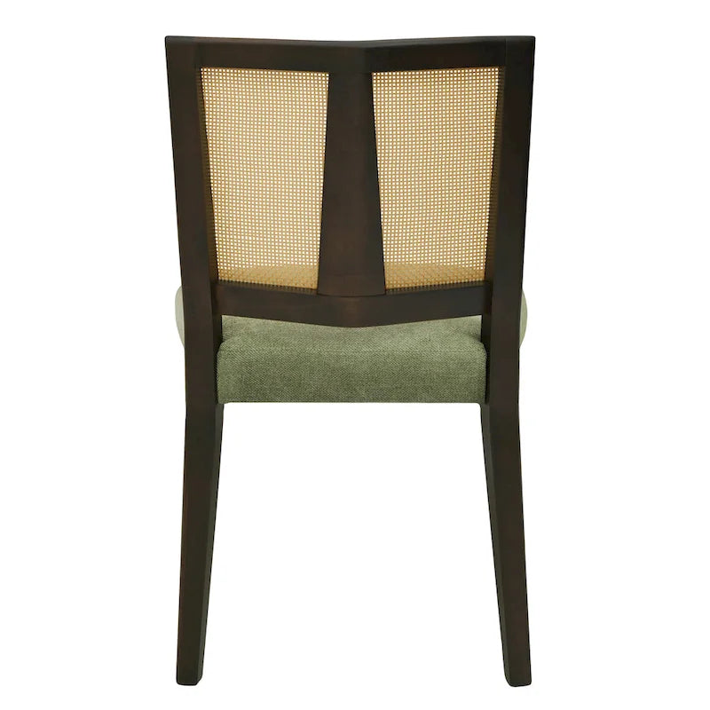 Sedia da pranzo imbottita con schienale in rattan Mid-Century - Set da 2