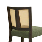 Sedia da pranzo imbottita con schienale in rattan Mid-Century - Set da 2