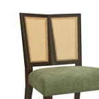 Sedia da pranzo imbottita con schienale in rattan Mid-Century - Set da 2