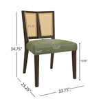 Sedia da pranzo imbottita con schienale in rattan Mid-Century - Set da 2
