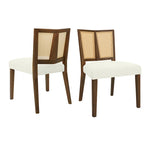Sedia da pranzo imbottita con schienale in rattan Mid-Century - Set da 2