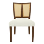Sedia da pranzo imbottita con schienale in rattan Mid-Century - Set da 2