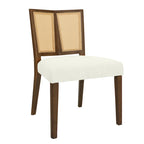 Sedia da pranzo imbottita con schienale in rattan Mid-Century - Set da 2