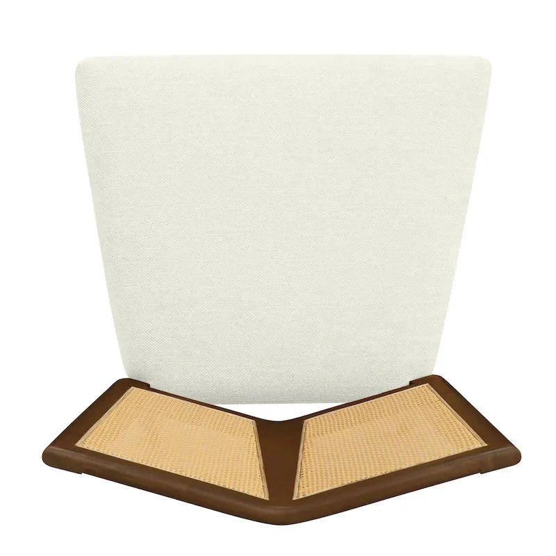 Sedia da pranzo imbottita con schienale in rattan Mid-Century - Set da 2