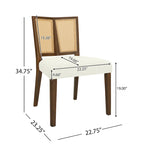 Sedia da pranzo imbottita con schienale in rattan Mid-Century - Set da 2