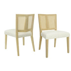 Sedia da pranzo imbottita con schienale in rattan Mid-Century - Set da 2