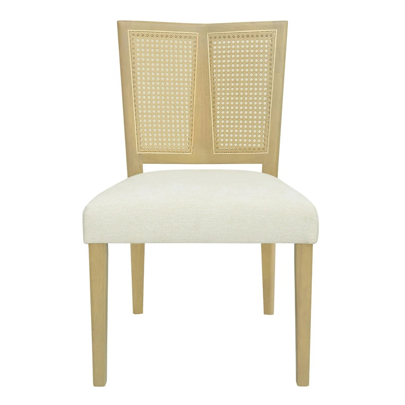 Sedia da pranzo imbottita con schienale in rattan Mid-Century - Set da 2