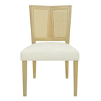 Sedia da pranzo imbottita con schienale in rattan Mid-Century - Set da 2