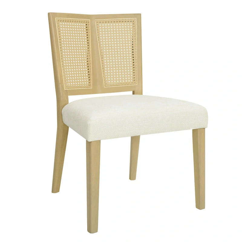 Sedia da pranzo imbottita con schienale in rattan Mid-Century - Set da 2