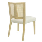 Sedia da pranzo imbottita con schienale in rattan Mid-Century - Set da 2