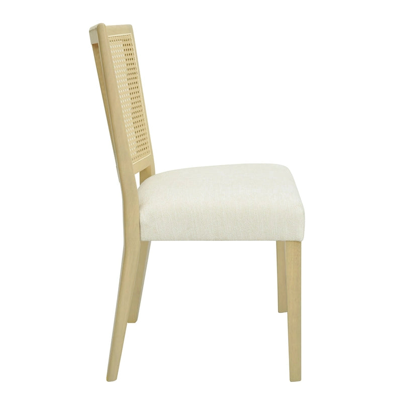 Sedia da pranzo imbottita con schienale in rattan Mid-Century - Set da 2