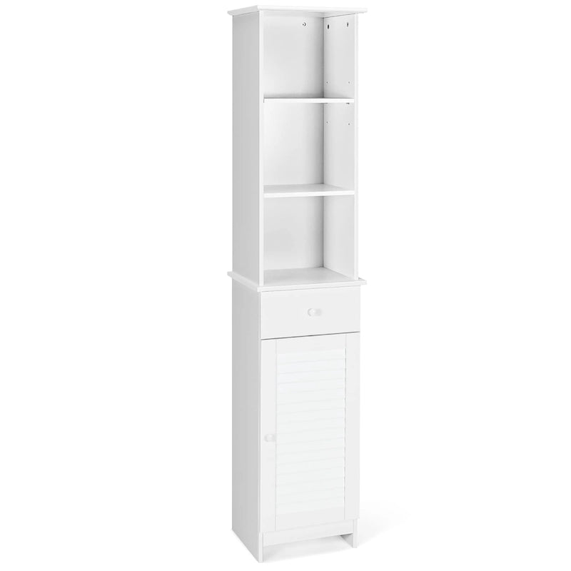 Mobiletto alto da bagno indipendente con ripiani a vista per la biancheria