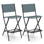 Sgabelli da Bar Pieghevoli Set di 2, Sedie da Giardino Pieghevoli con Schienale e Poggiapiedi