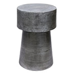 Tavolino rotondo con accenti, 15,5 pollici, alluminio pressofuso argento anticato, base a tamburo
