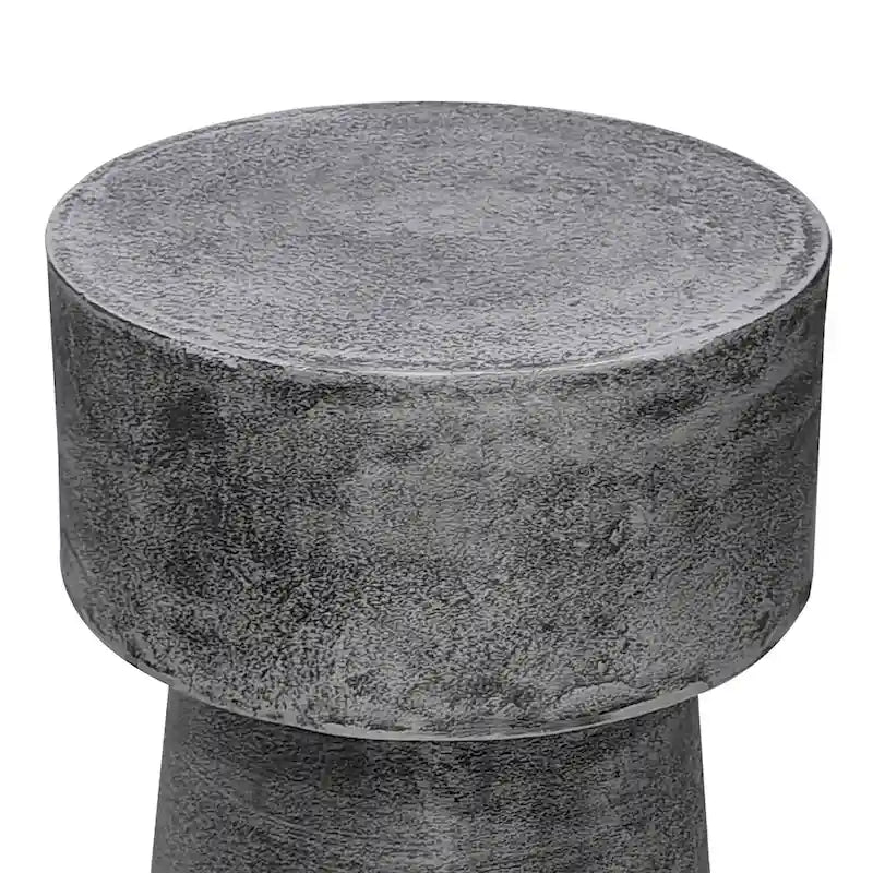Tavolino rotondo con accenti, 15,5 pollici, alluminio pressofuso argento anticato, base a tamburo