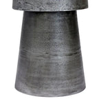 Tavolino rotondo con accenti, 15,5 pollici, alluminio pressofuso argento anticato, base a tamburo