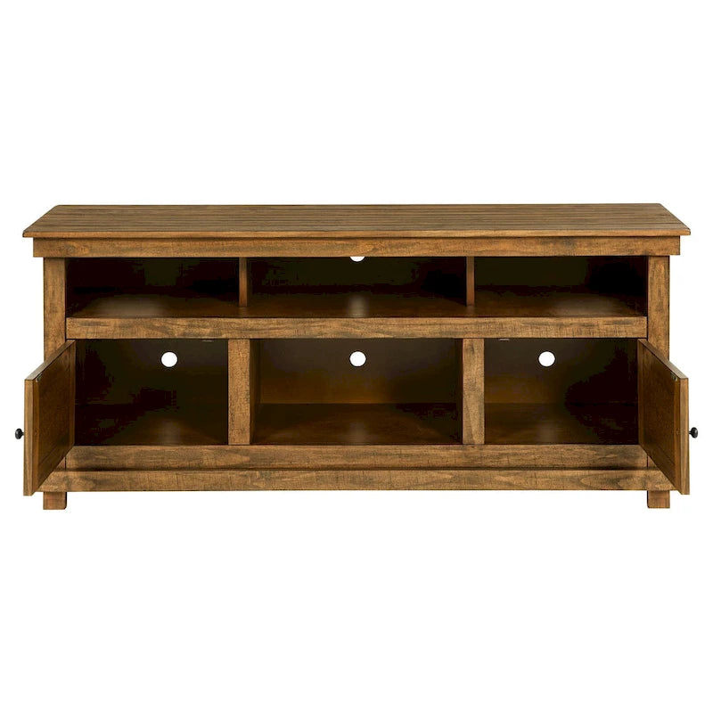 Mobile TV con credenza, 2 ante e 4 ripiani, Legno marrone 60 pollici