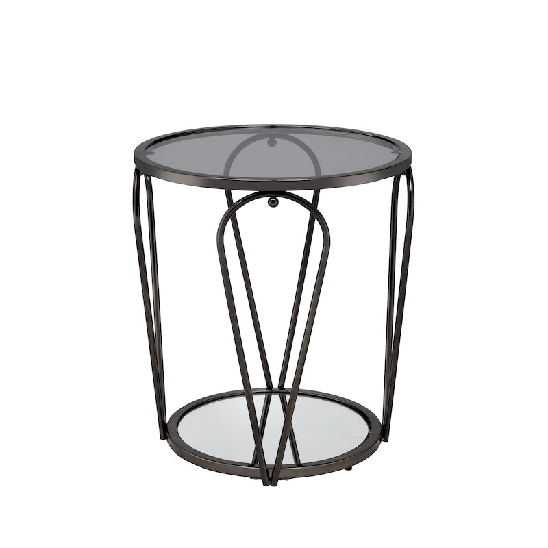 Tavolino da salotto Glam da 50 cm con piano in vetro e ripiano a specchio
