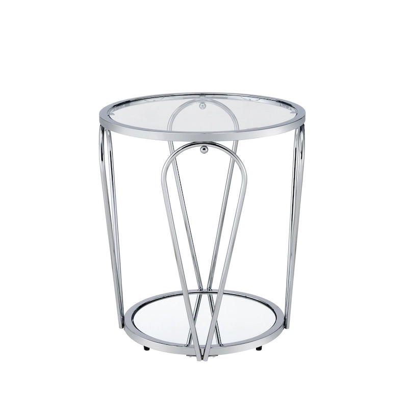 Tavolino da salotto Glam da 50 cm con piano in vetro e ripiano a specchio