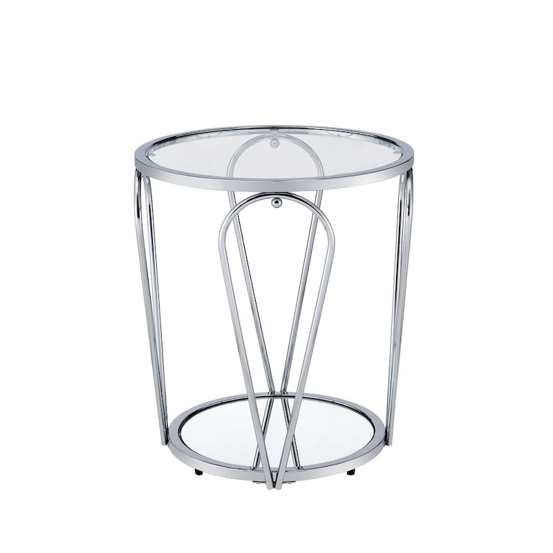 Tavolino da salotto Glam da 50 cm con piano in vetro e ripiano a specchio