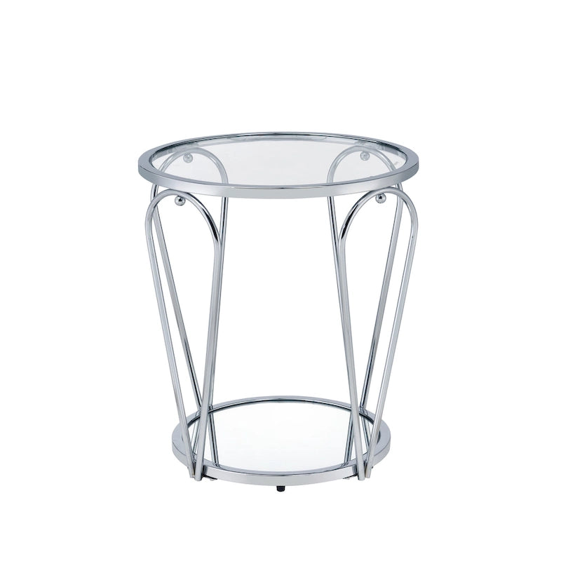 Tavolino da salotto Glam da 50 cm con piano in vetro e ripiano a specchio
