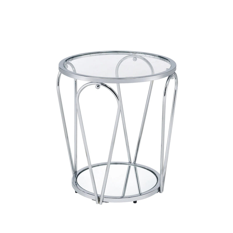 Tavolino da salotto Glam da 50 cm con piano in vetro e ripiano a specchio