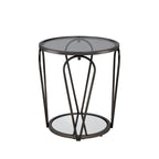 Tavolino da salotto Glam da 50 cm con piano in vetro e ripiano a specchio