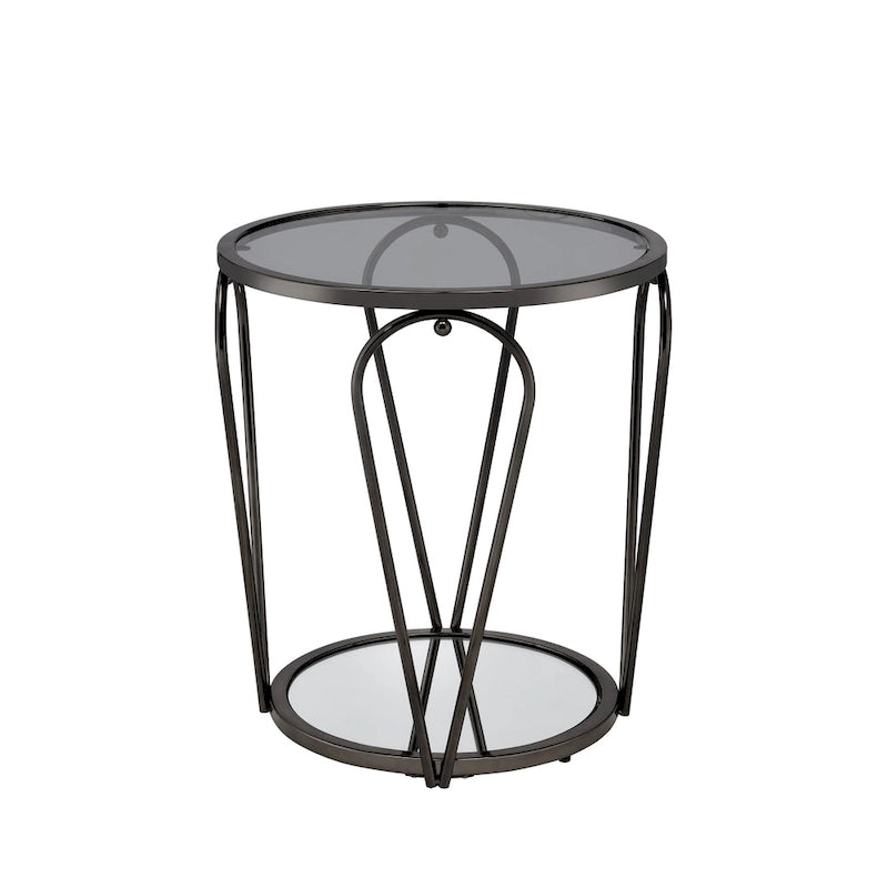 Tavolino da salotto Glam da 50 cm con piano in vetro e ripiano a specchio