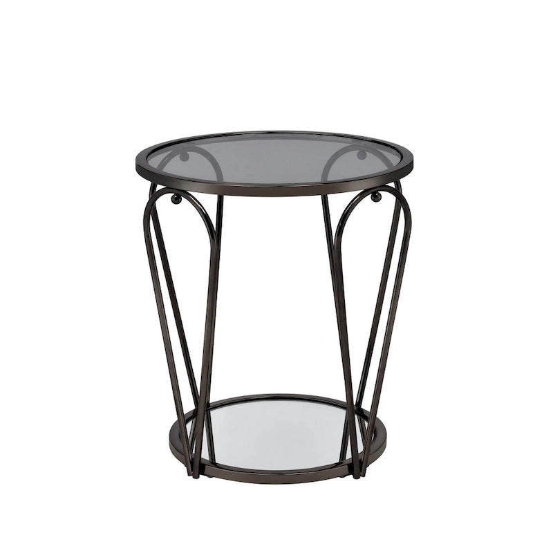 Tavolino da salotto Glam da 50 cm con piano in vetro e ripiano a specchio