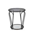 Tavolino da salotto Glam da 50 cm con piano in vetro e ripiano a specchio
