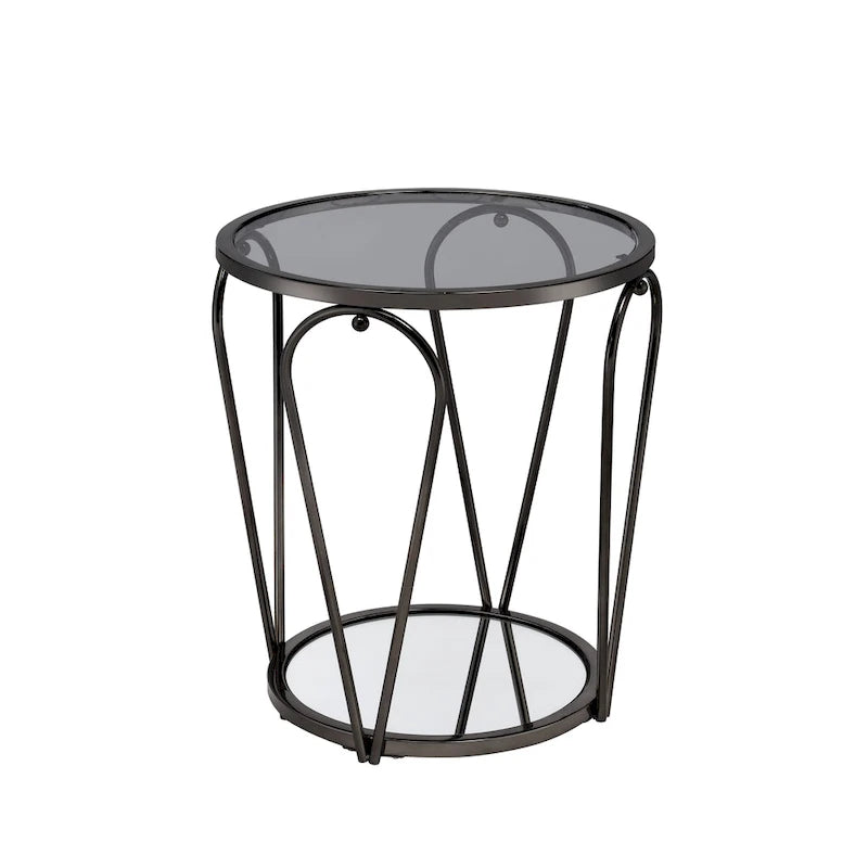 Tavolino da salotto Glam da 50 cm con piano in vetro e ripiano a specchio