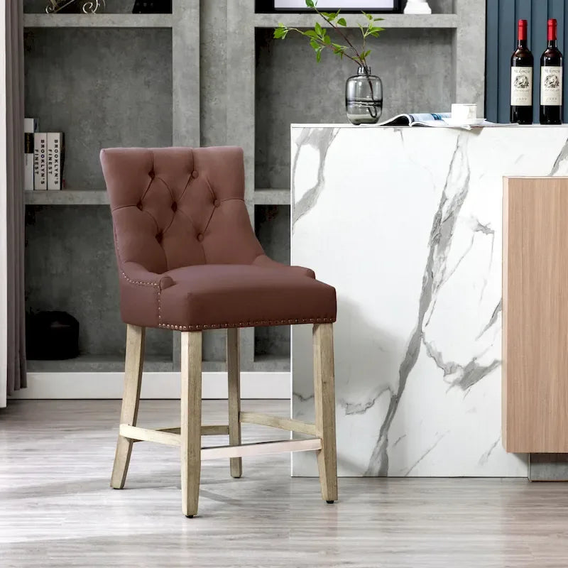 Sgabello da bancone/bar imbottito con bottoni trapuntati da 24"