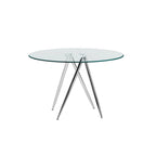 Tavolo da pranzo rotondo in vetro da 47" con base cromata Art Déco