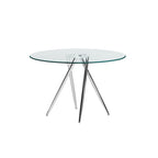Tavolo da pranzo rotondo in vetro da 47" con base cromata Art Déco