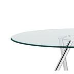 Tavolo da pranzo rotondo in vetro da 47" con base cromata Art Déco