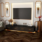 Consolle TV sospesa 70,9" con vano portaoggetti - Nera lucida