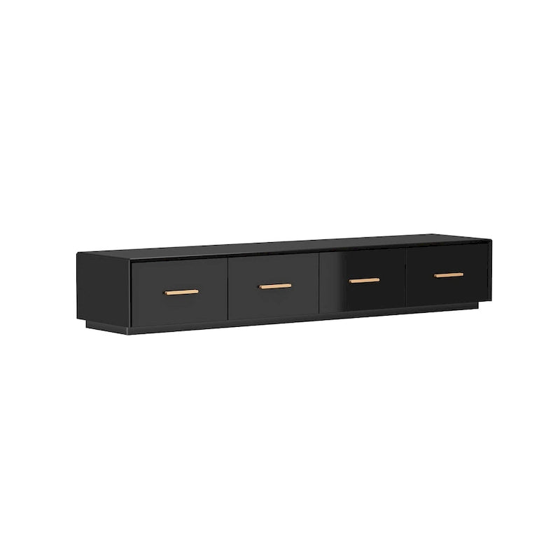 Consolle TV sospesa 70,9" con vano portaoggetti - Nera lucida