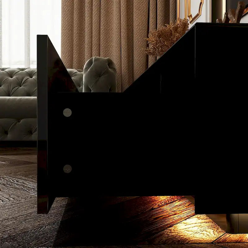 Consolle TV sospesa 70,9" con vano portaoggetti - Nera lucida