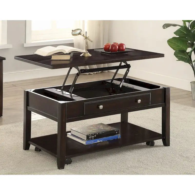 Tavolino da caffè rettangolare con piano sollevabile