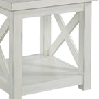 Tavolino off-white con ripiano aperto