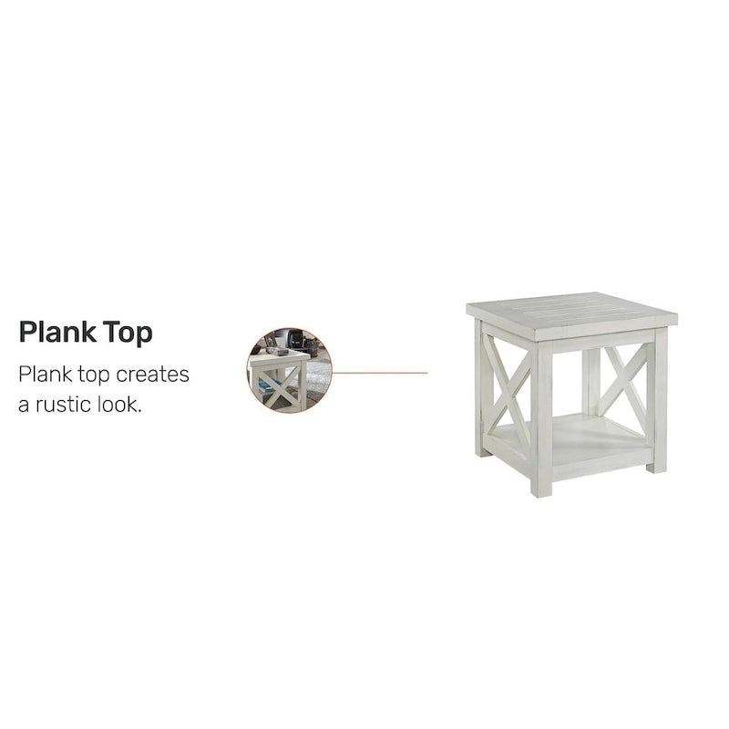 Tavolino off-white con ripiano aperto