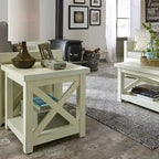 Tavolino off-white con ripiano aperto