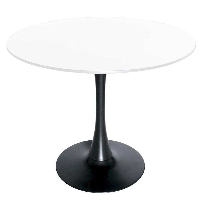 Tavolo da pranzo rotondo da 32" con piano in MDF e base a piedistallo in ferro per cucina e sala da pranzo