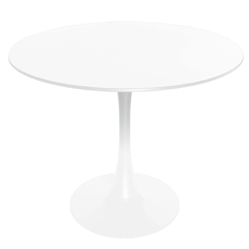 Tavolo da pranzo rotondo da 32" con piano in MDF e base a piedistallo in ferro per cucina e sala da pranzo