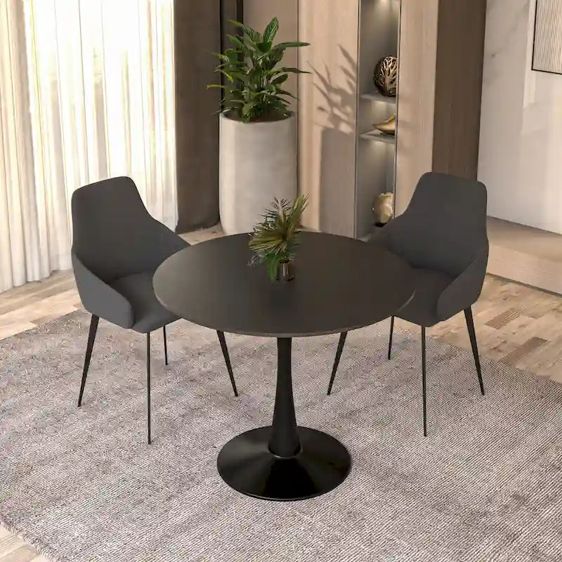 Tavolo da pranzo rotondo da 32" con piano in MDF e base a piedistallo in ferro per cucina e sala da pranzo